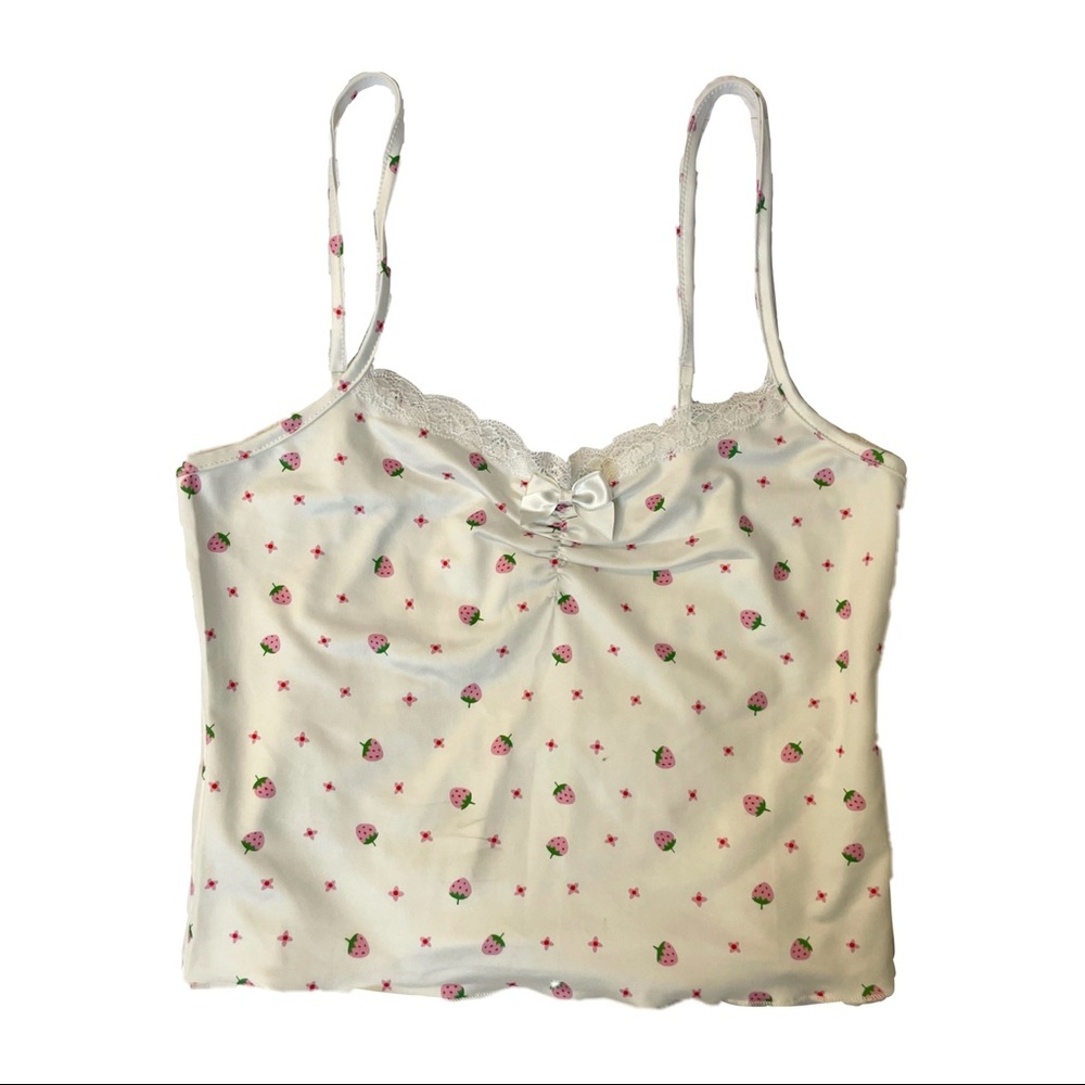 dainty strawberry lace cami